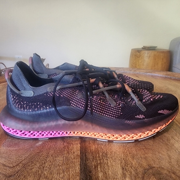 Adidas 4D FUSIO Primeknit Black Grey Orange Pink FZ2414 Men’s Size 8 New - Picture 1 of 10